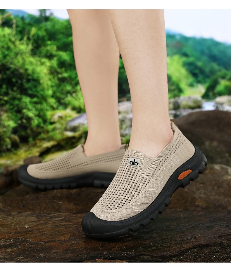 Giày nam lưới thoáng khí chân bè đế mềm chống trượt, kiểu giày lười cổ thấp — Màu nâu cà phê, màu xám, màu đen chi tiết 12