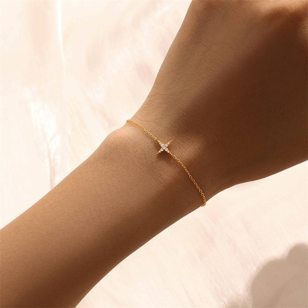 Zircon Inlay Material Bracelets Classification 1 Piece 925 Sterling Silver Star Zircon 925 Sterling Silver Bracelets