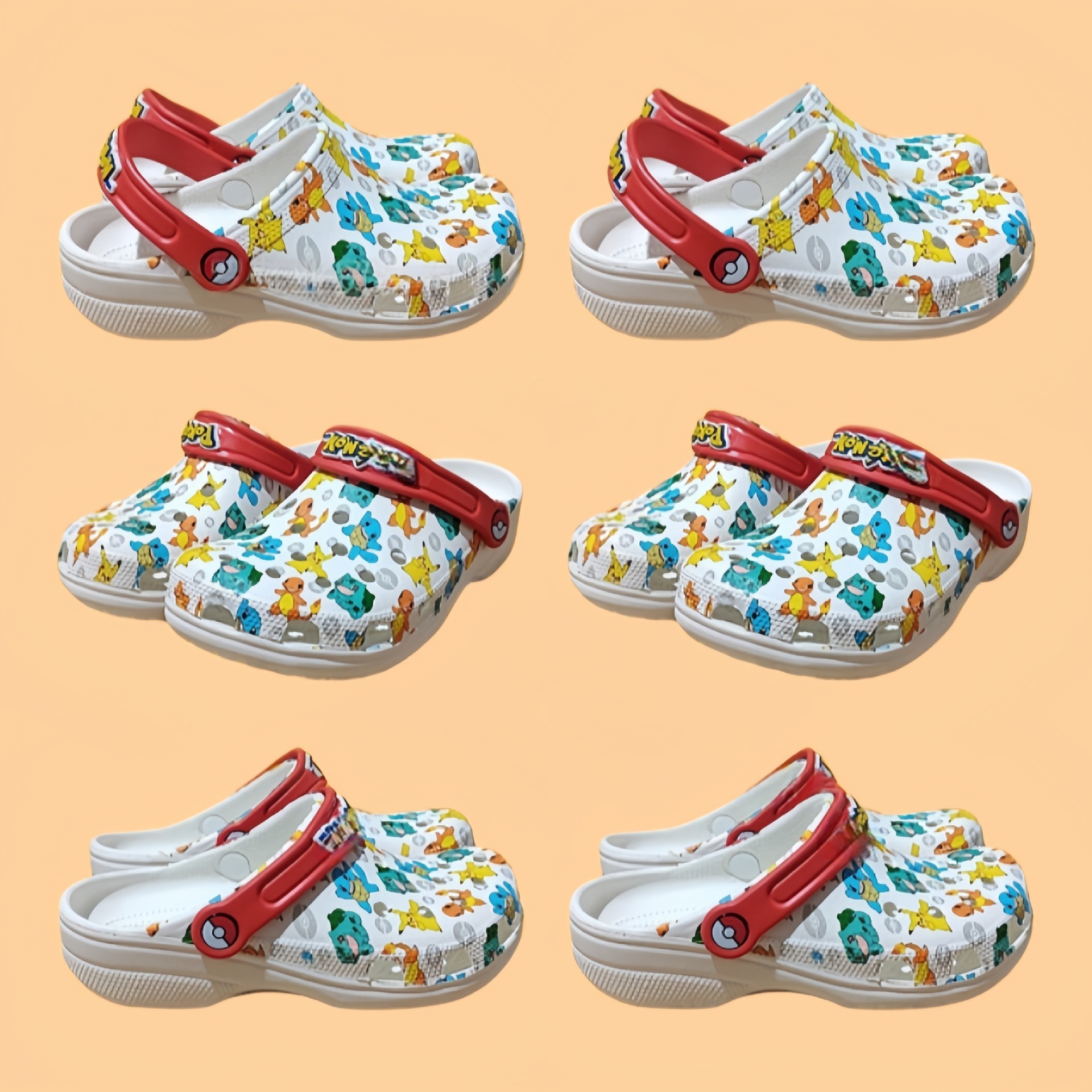 Cross Pikachu Children's Clogs, Beach Closed-Toe Sandals, Wholesale Children's Soft Cartoon Style Shoes