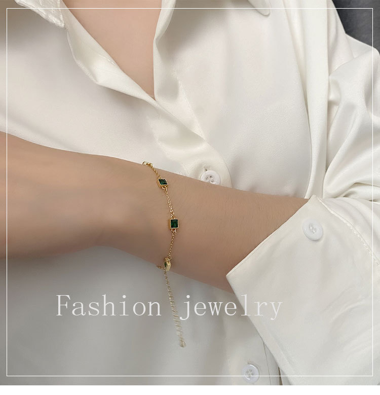 Fashion Geometric Titanium Steel Inlay Zircon Bracelets 1 Piece