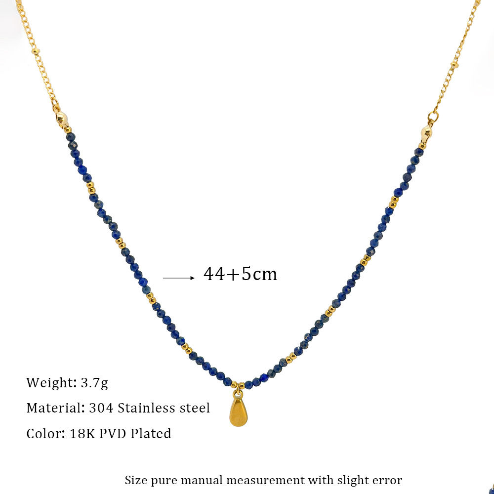 304 Stainless Steel Pendant Material Retro Geometric 304 Stainless Steel Lapis Lazuli Necklace In Bulk
