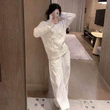 ce25秋冬新款慵懒风高领拉链麻花亮片长袖毛衣开衫外套