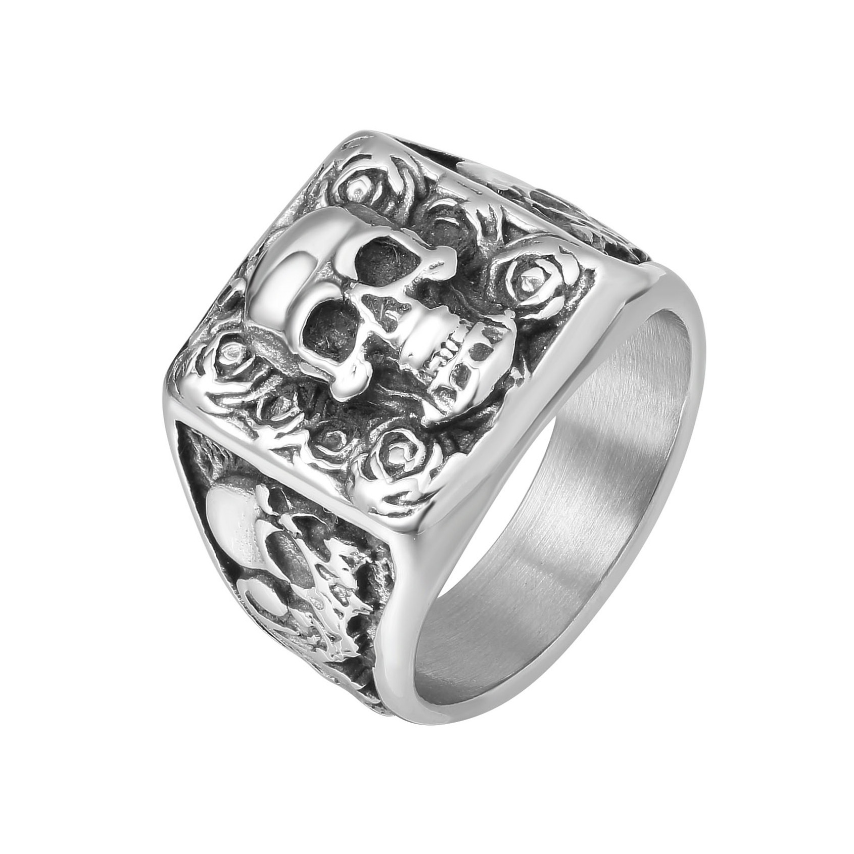 R1470 欧美个性复古朋克饰品 骷髅头男士钛钢戒指