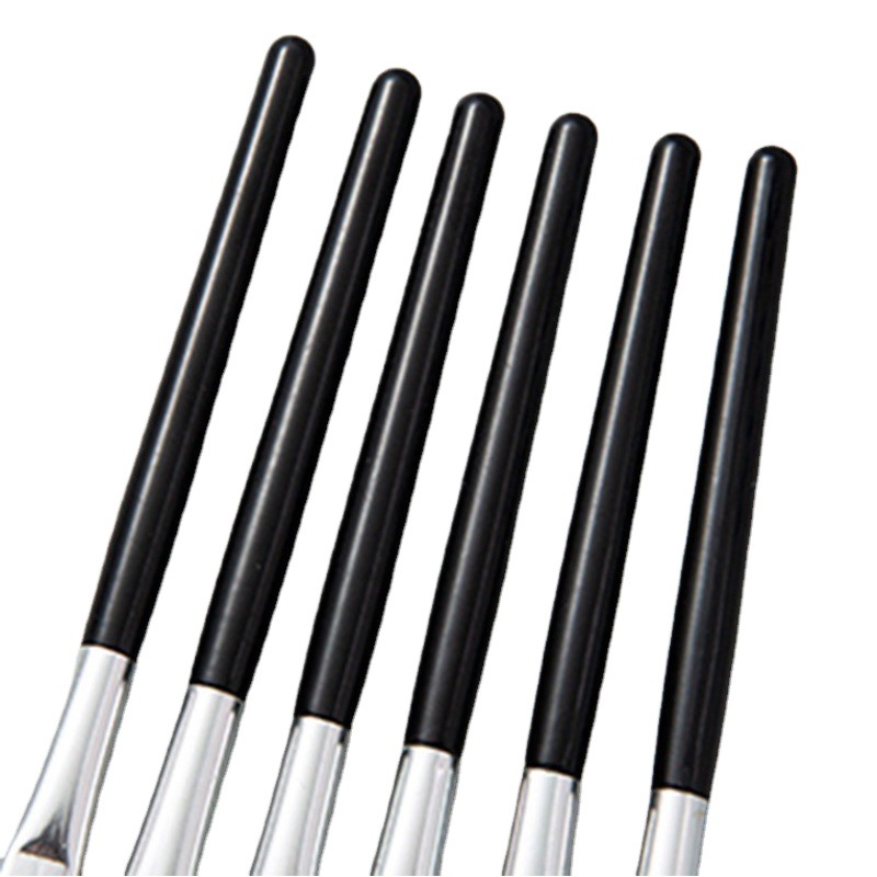 Mini Single Word Eyebrow Brush Blade Eyeliner Brush Eyebrow Brush Eye Makeup Brush Silver Aluminum Black Handle Yiwu Makeup Brush
