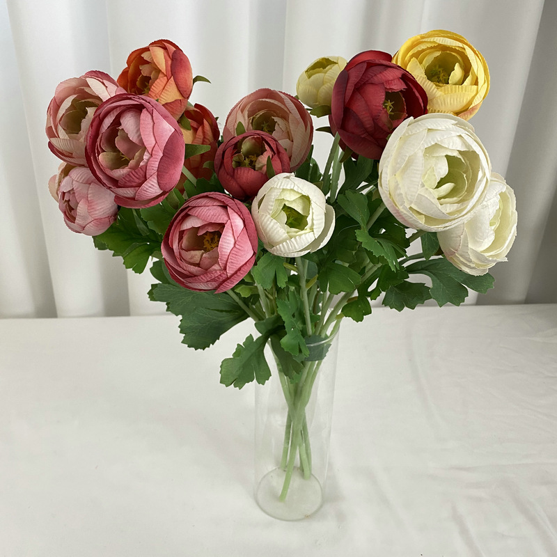 Tissu enduit 3-tête prune thé prune mariage décoration de la maison fleur artificielle tir accessoires doux décoration intérieur affichage bouquet