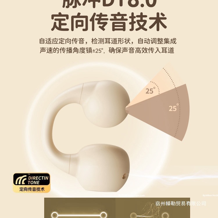 共同ブランドの非インイヤー骨伝導ワイヤレス Bluetooth ヘッドセット イヤークリップ ハング 超長バッテリー寿命 2025 新モデル|undefined