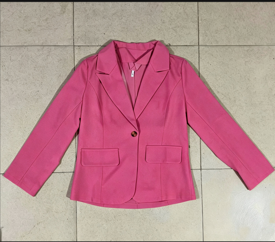Chaqueta Blazer de Manga Larga para Mujer de Poliéster Color Sólido Un Botón para Otoño y Oficina image 19