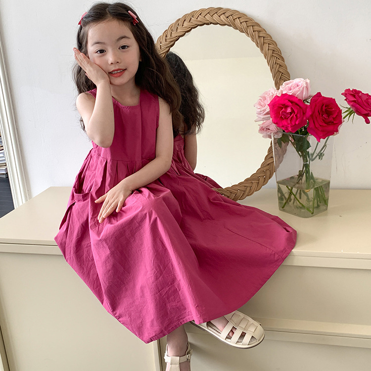 Pure Cotton Over-The-Knee Mid-Length Girls' Dress Thin Summer Baby Kidsren's Wear Princess Dress 2025 New Dress