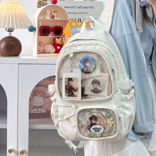 Backpack for Middle and High School Students, Dopamine Anime Style, Transparent Layered School Bag, Lightweight