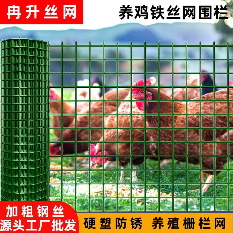 养殖网铁丝网围栏拦鸡鸭圈养隔离护栏墨绿硬塑防护养鸡圈地荷兰网