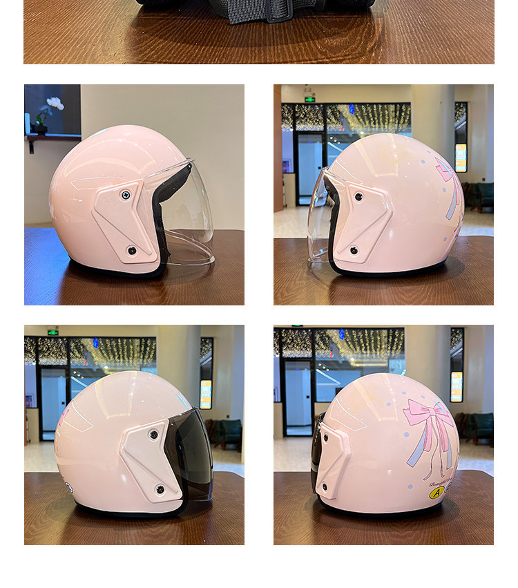 2026 National Standard 3C Certified Electric Vehicle Helmet for Women, Cute Bowknot, All-Season Windproof and Sunscreen Motorcycle Safety Helmet