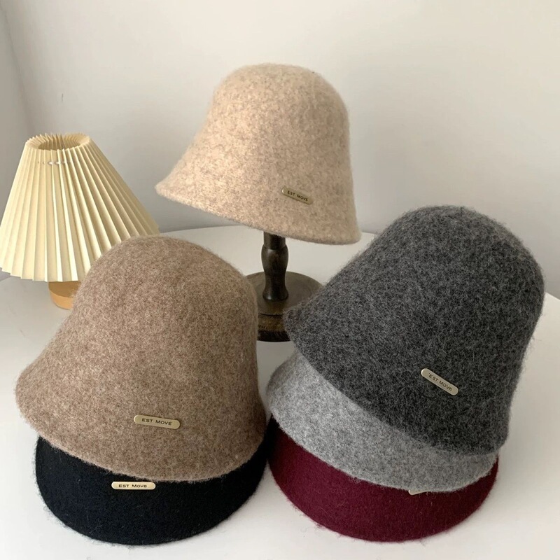 Korean-Style Fashion Fisherman Hat for Autumn and Winter, Casual Large-Brimmed Bucket Hat, Simple and Elegant, Versatile, Face-Slimming Bucket Hat Korean-Style Fashion Fisherman Hat for Autumn and Winter, Casual Large-Brimmed Bucket Hat, Simple and Elegant, Versatile, Face-Slimming Bucket Hat