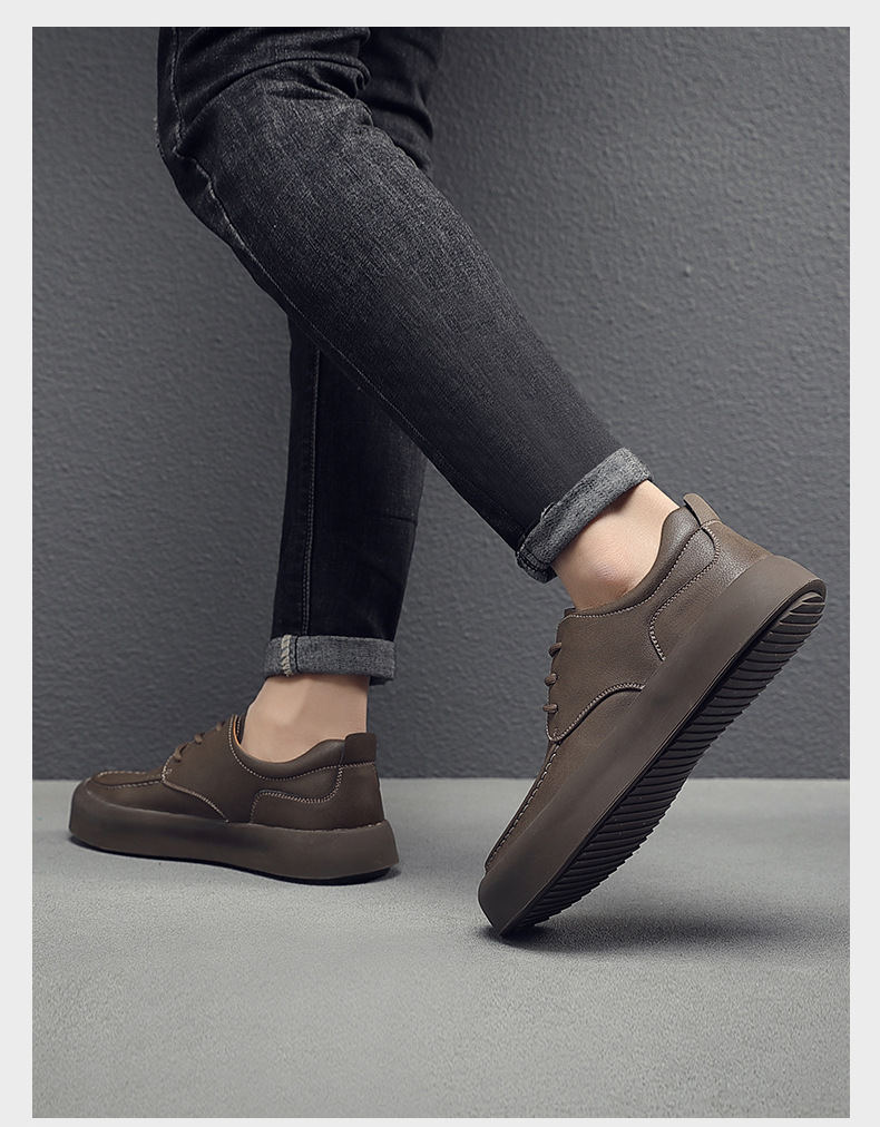 Herren Business Sneaker Aus Leder Mit Dicker Sohle Für Freizeit_voghion.com