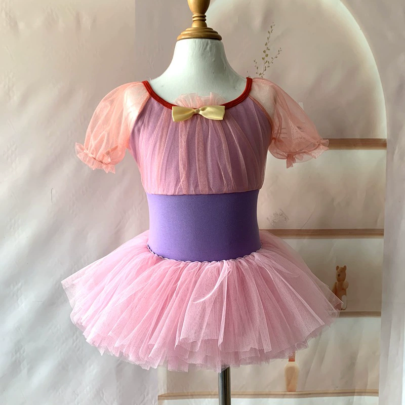 Children's sports clothing for princess, ethnic skirt, white clothing, tutu skirt, with short sleeve