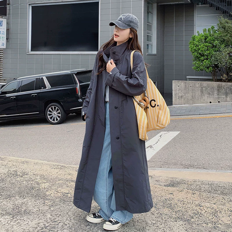 Trench coat, spring autumn long jacket, 2024 years, Korean style, maxi length