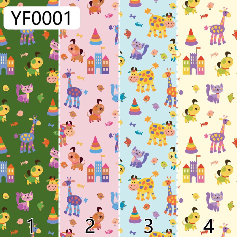 Cross-Border Textile Fabrics, All-Cotton Cartoon Animal Castle Toys, Milk Tea, Car Hanging Paintings, High-Definition Printing, Export Cotton Fabric