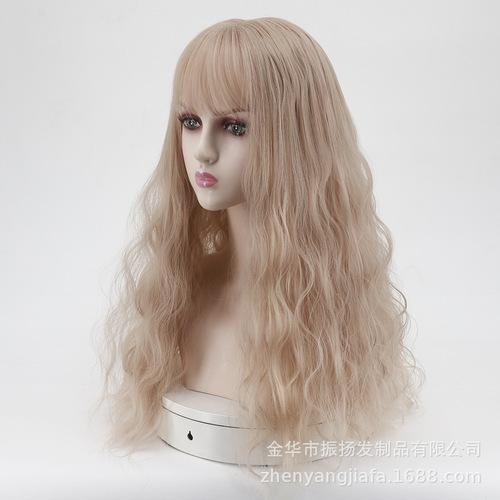 Hot selling wig set curly hair temperament chemical fiber wig head cover water ripple hair wigs wig long hair full head cover