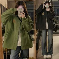 休闲秋冬新款洋气加大码加厚外套女2025韩版宽松遮肚保暖棒球服女