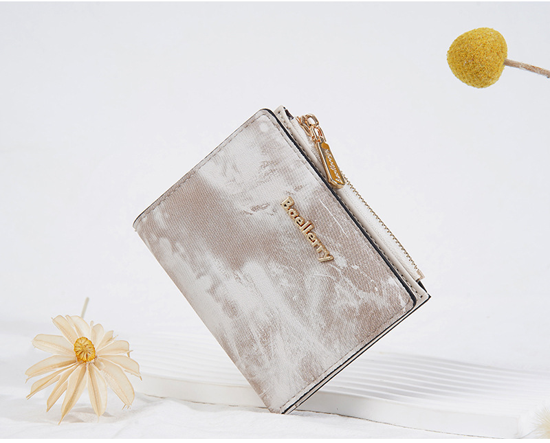 Geldbörse: Neue, kurze Geldbörse für Damen im Tintenmalerei-Stil, Münzfach für mehrere Karten, durchgehendes Geldscheinfach und Seitentaschen mit Reißverschluss für Münzen und Ringe._voghion.com