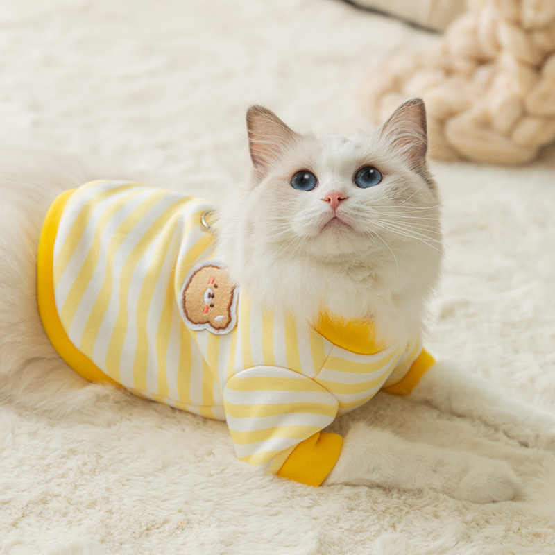 Gato otoño e invierno cálido lindo dibujos animados suéter de tracción perro dos pies cachorro mascota Bomei ropa para mascotas