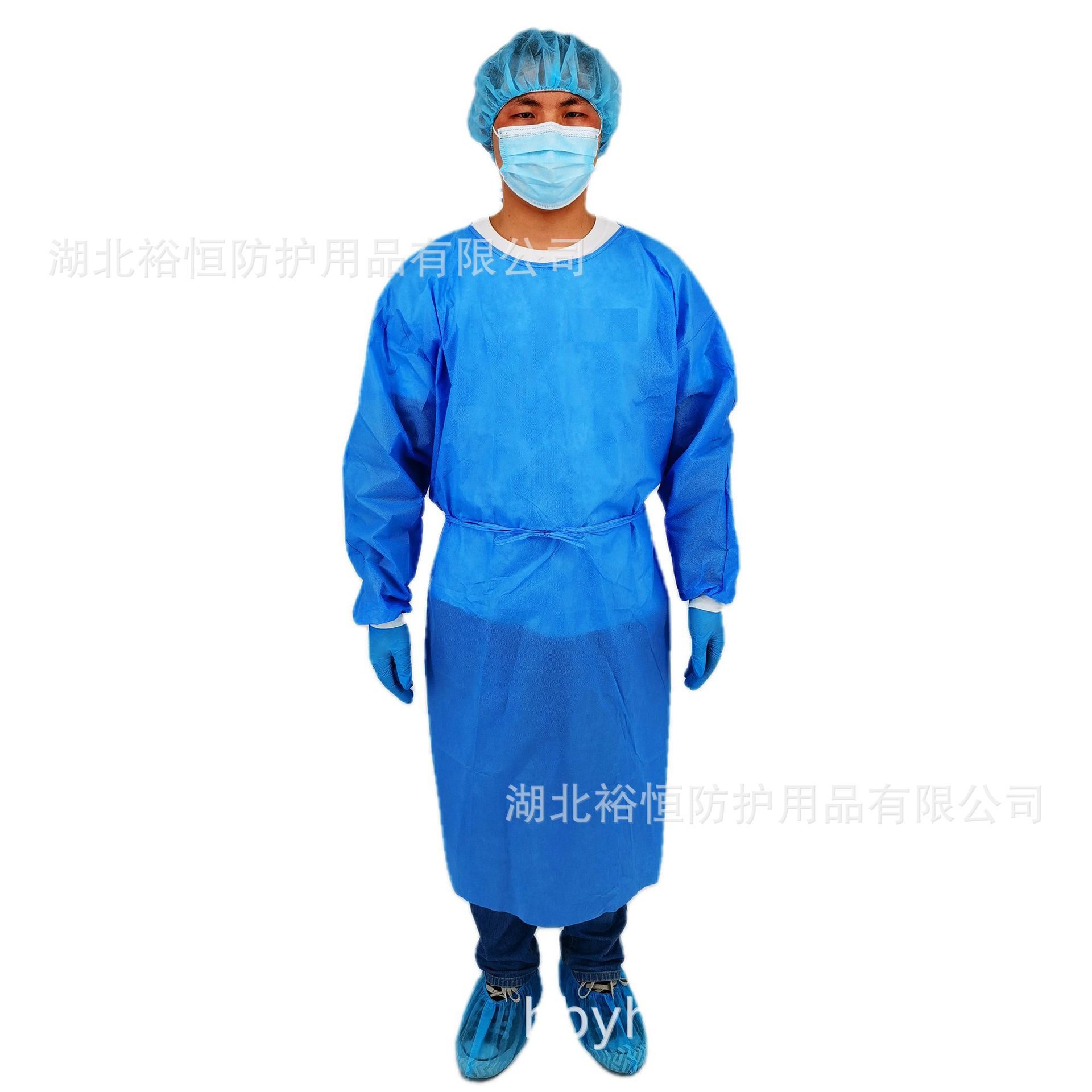 厂家现货一次性无纺布隔离衣SMS加厚防护工作服防尘防透气防护服