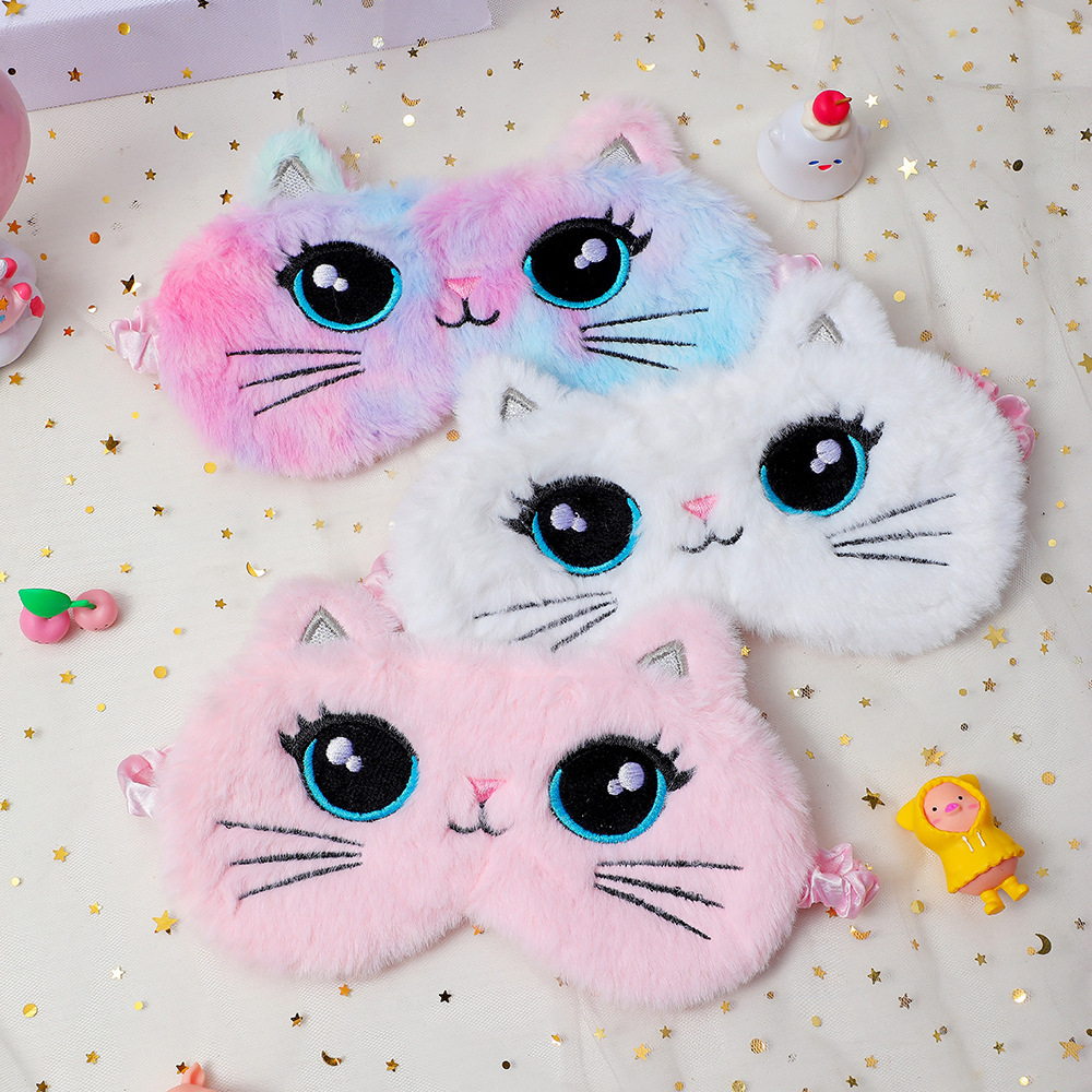 Cute Cat Plush Eye Mask display picture 2