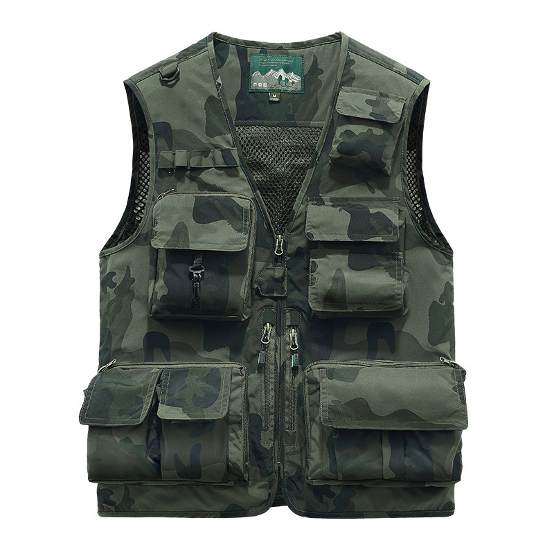 Spring and Autumn New Camouflage Multi-Pocket Men's Vest Thin Fashionable Breathable Outdoor Mountaineering Vest Jacket Spring and Autumn New Camouflage Multi-Pocket Men's Vest Thin Fashionable Breathable Outdoor Mountaineering Vest Jacket
