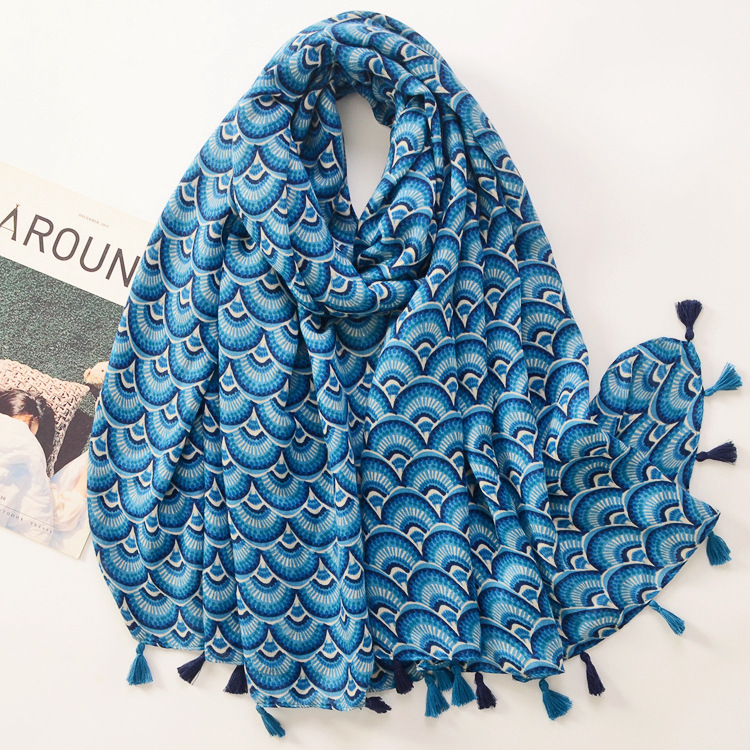 Otoño e Invierno nueva vietera impreso suave satén algodón moda chal algodón y lino sensación bufanda de seda viajes protección solar bufanda caliente
