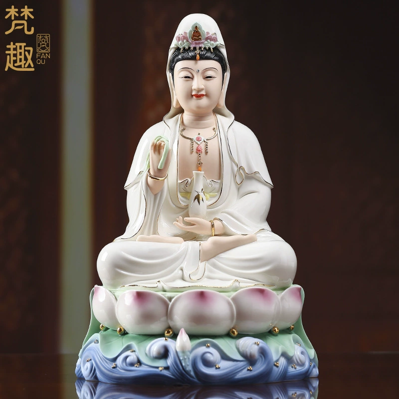 Dehua Ceramics Sitting Lotus Smile Guanyin Buddha Statue at home worships home ornaments Guanyin Bodhisattva Statue Smile Guanyin
