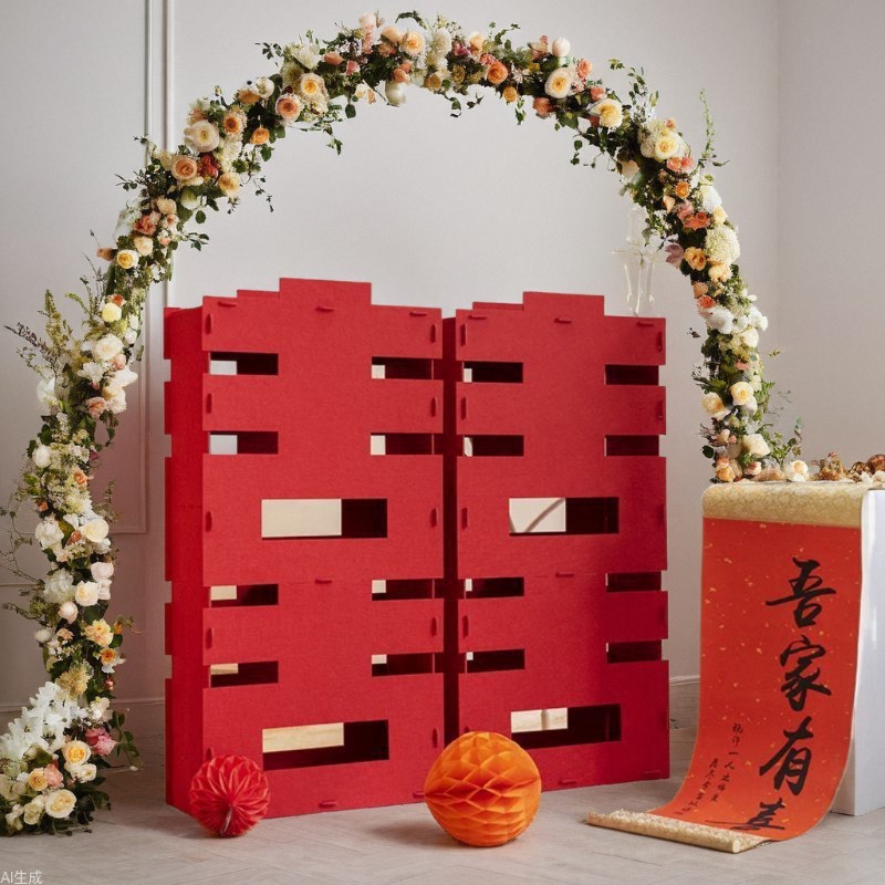 結婚の立体大喜字の結婚部屋の男女の方の寝室は結婚祝いの客間を配置します。|undefined