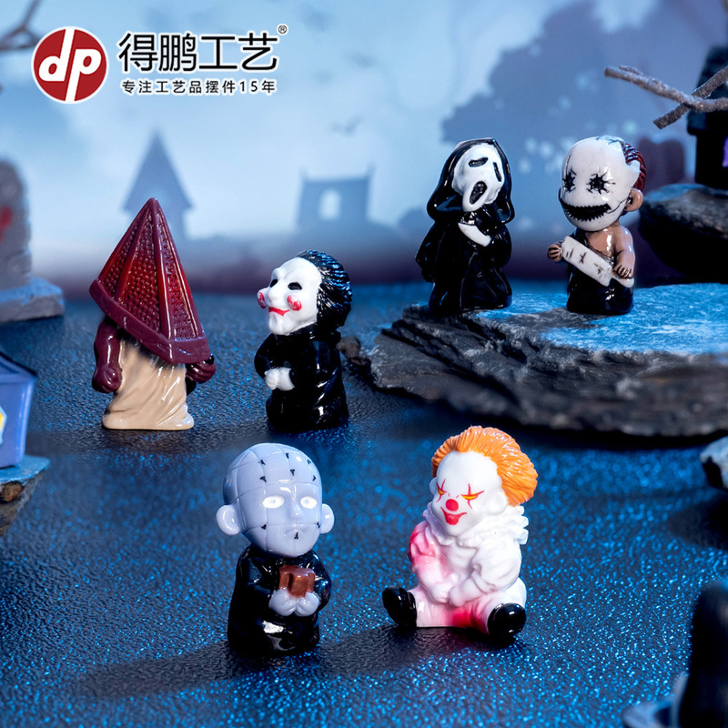 Cross-Border New Products European and American Movies Monsters Saw Killer Clown Resin Crafts Desktop Car Ornaments