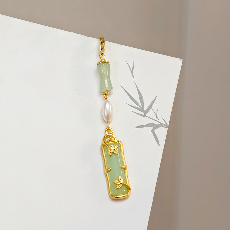 国民スタイル合金竹フレッシュピンクフラワーペンダント中国ベルペンダント古代スタイルチャイナ韓服衣類アクセサリー