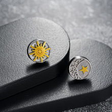 复古做旧日月磁吸耳夹小众无耳洞耳饰高级感个性饰品跨境配饰批发