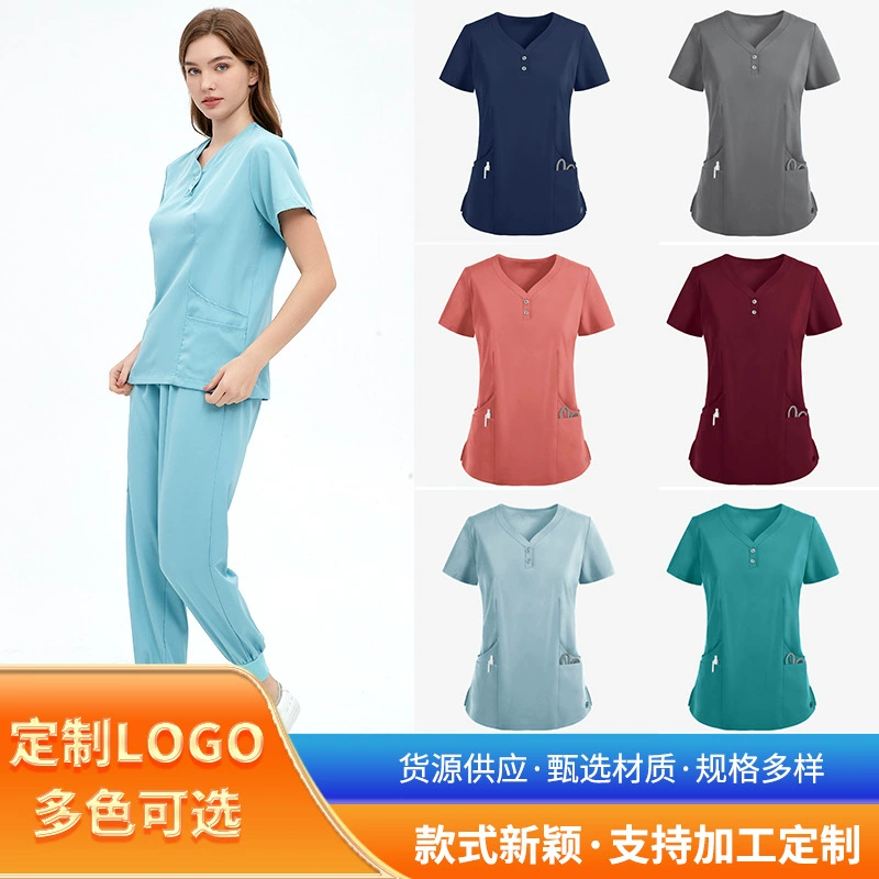 Трансграничный Новый салон красоты, медицинская рабочая одежда, стоматологическое заключение, одежда для стирки с короткими рукавами, Раздельный костюм, мужская и женская одежда для медсестер