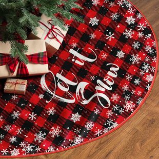 New Christmas Red Tree Skirt Buffalo Plaid Grinch Holiday Decoration Supplies Heat Transfer Tree Group