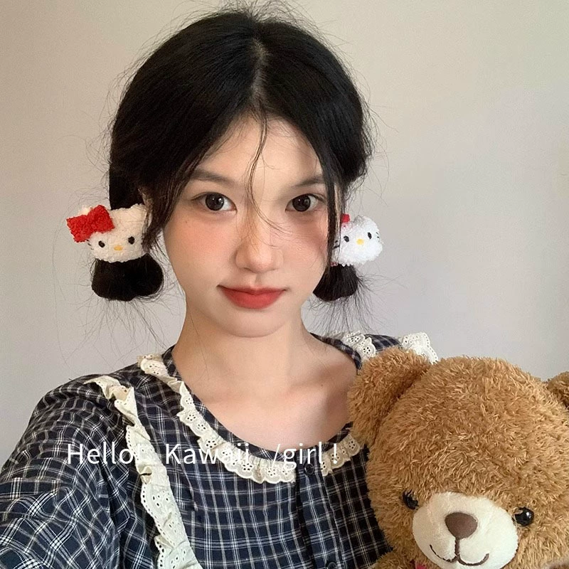 Китти Hello Kitty, карикатурная милая резинка для волос, плюшевые куклы, аксессуар для волос, простой и элегантный дизайн