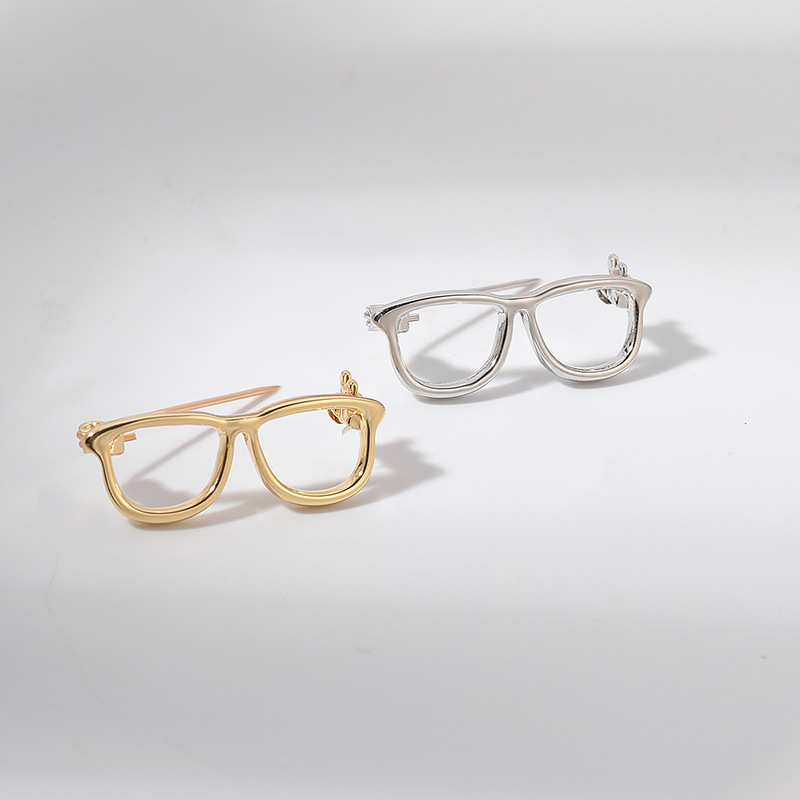 Wholesale Japanese-Style Cute Mini Glasses Brooch Hollow Trendy Personality Pin Anti-Exposure Collar Pin