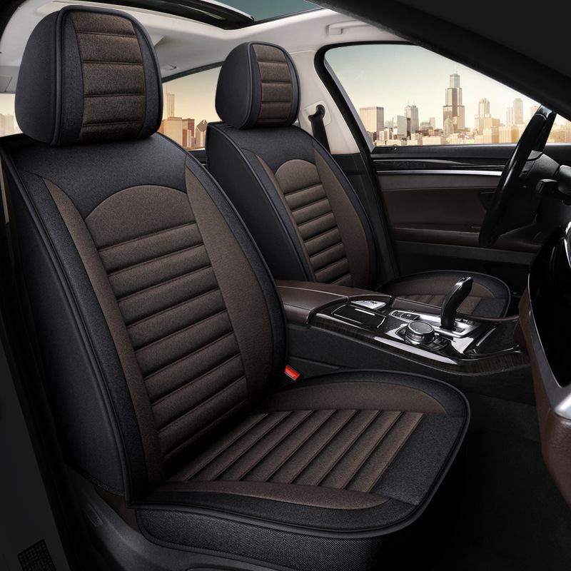 Car Seat Cover Full Enclosure Linen 2023 New Car Seat Cover for Five Seats Universal and Dedicated Linen Breathable Seat Cover