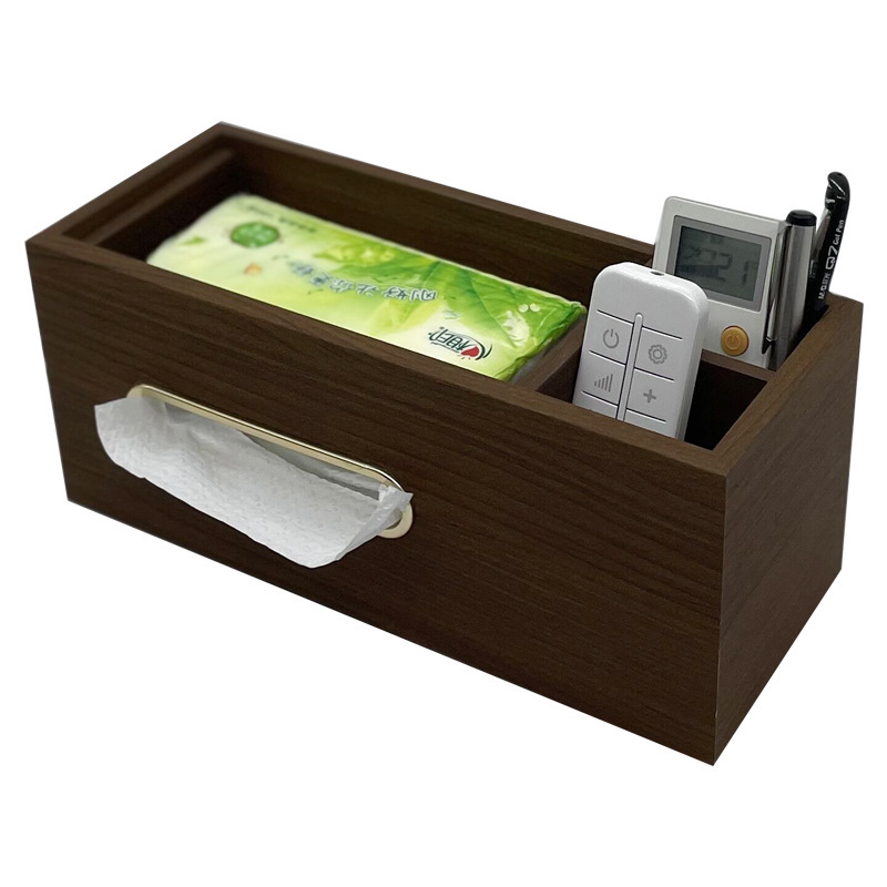[In stock: Black walnut wood grain paper towel holder + remote control multi-functional storage tray, high-end and luxurious.]