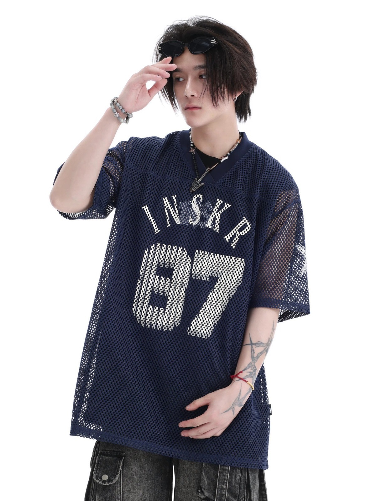 Mesh Jersey American Street Style Printed Short Sleeve T-Shirt For Men And Women Summer_viptrois.com