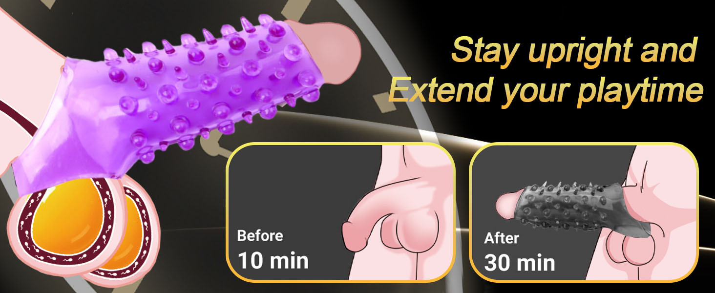 Textured Wolf-Tooth Condom Sleeve, TPE Studded Delay Cover for Adults — detail image 4