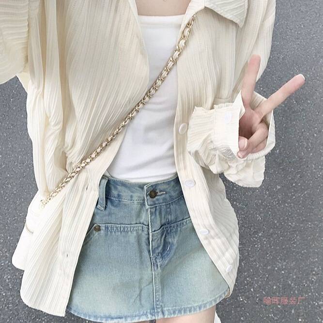 Shirt Tops with a Unique Design for Women, New Summer Thin Shirts, Women's Sun-Protective Cardigans, Off-The-Shoulder Outerwear Shirt Tops with a Unique Design for Women, New Summer Thin Shirts, Women's Sun-Protective Cardigans, Off-The-Shoulder Outerwear