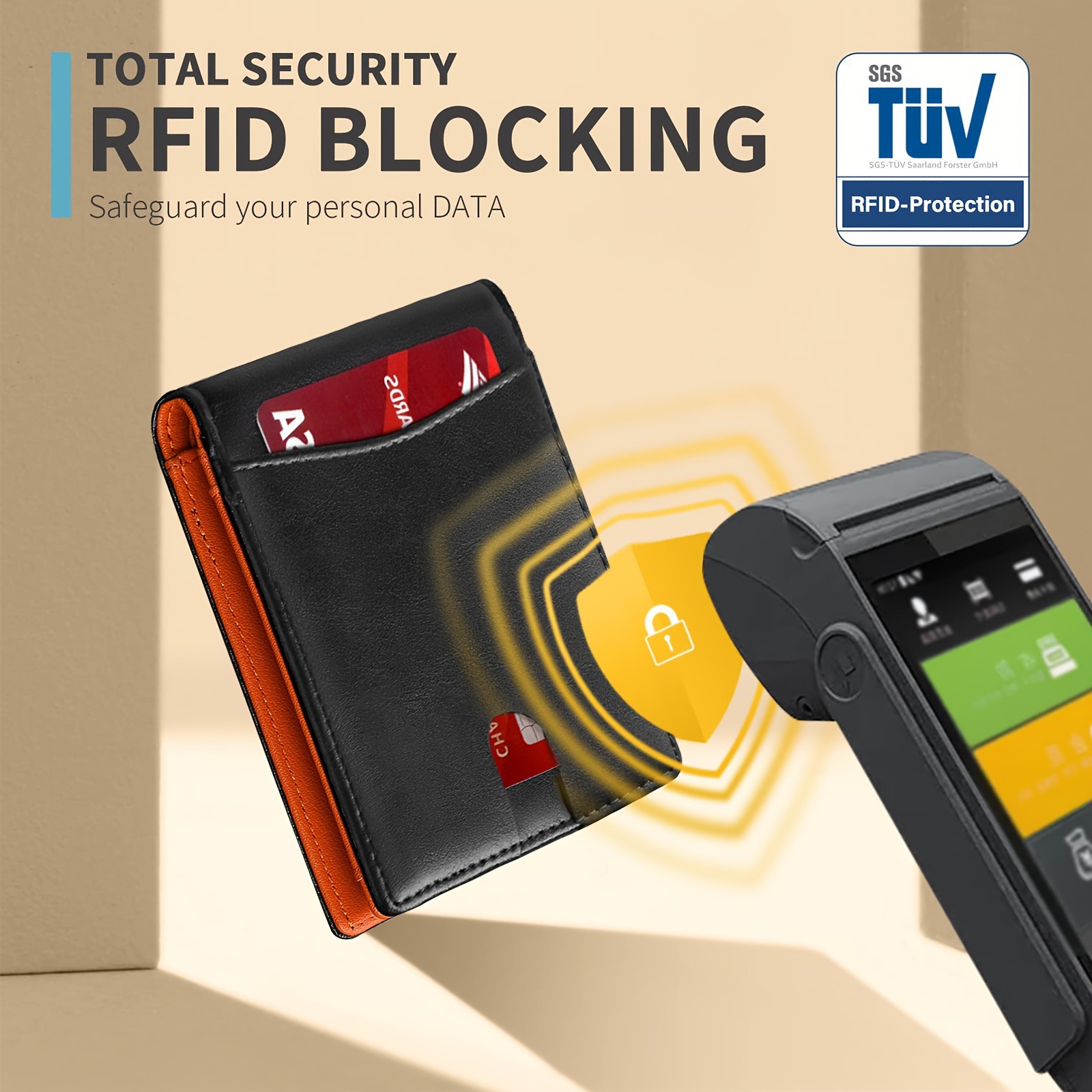 Amazon corto color sólido ultra delgado dólar multi-tarjeta RFID bolso anti-robo bolso de mano de negocios de lujo ligero billetera de hombre