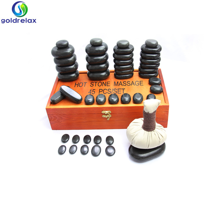45片装美容院专用按摩石木盒礼盒套