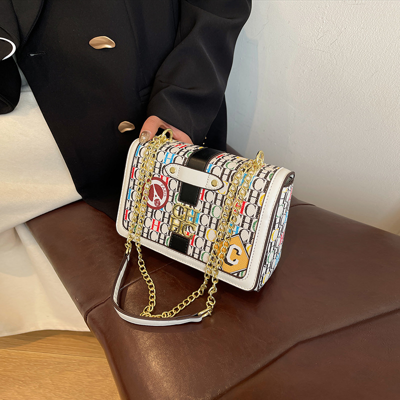 Bolso de Mujer Transfronterizo, Nuevo Modelo 2025, con Estampado de Letras CH, Bolso de Mujer de Alta Gama, Cadena de Moda, Bolso Pequeño Cuadrado Cruzado