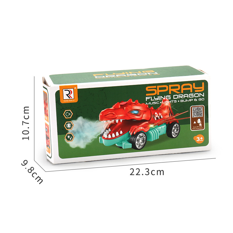 Transfronterizos infantiles simulación eléctrica juguetes de dinosaurios luz música caminando aerosol coche de juguete de dinosaurios para niños