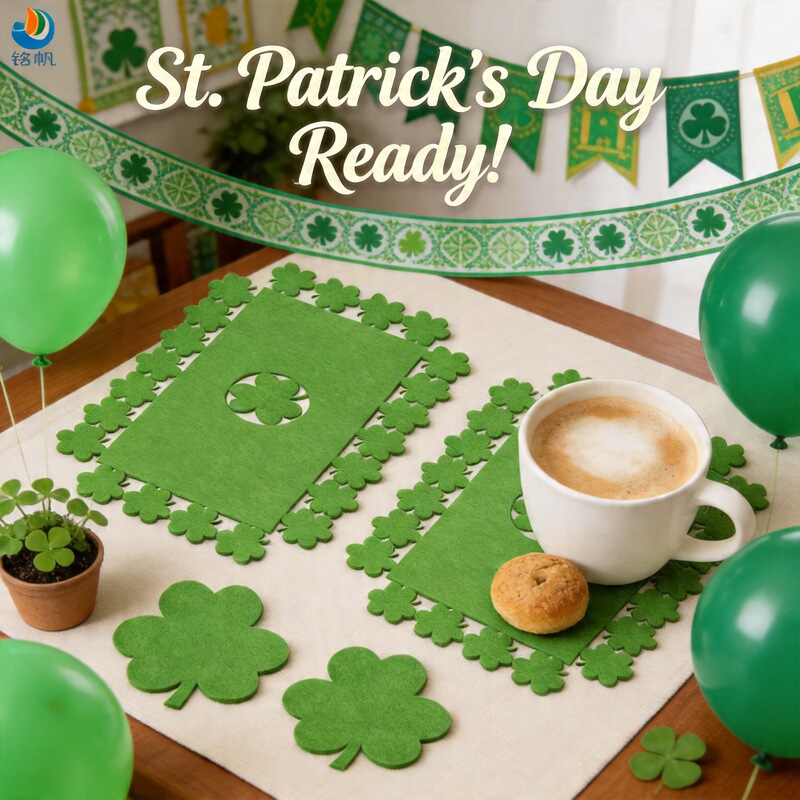 Nordic style Irish Festival felt placemat coaster set St. Patrick's Day tableware decoration