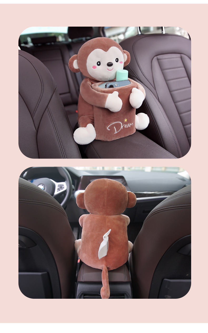 Creative Car Tissue Box Trash Can Two-in-One Cute Car Armrest Box Paper Box Internet Popular Car Interior Decoration