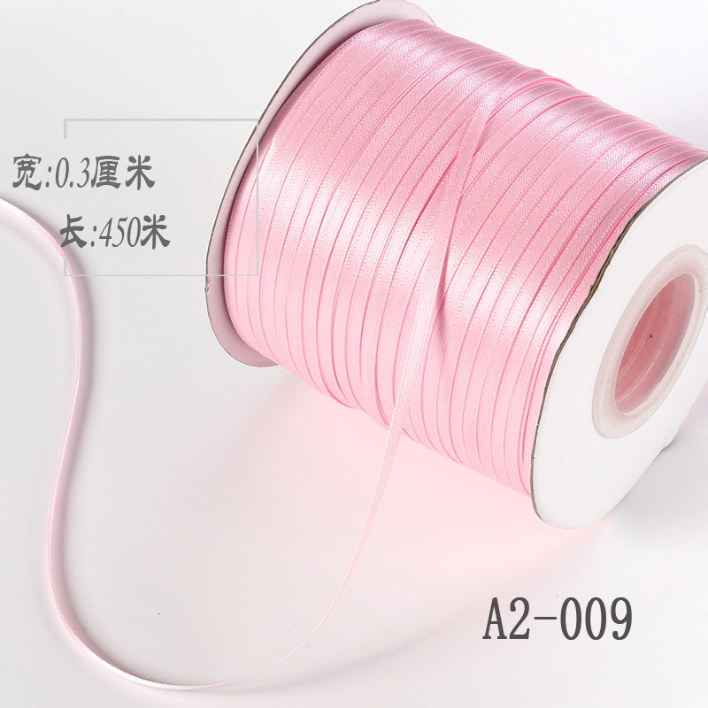 3mm de doble cara cinta de poliéster arco DIY cinta globo cuerda etiqueta grano embalaje fino cinta ropa satén