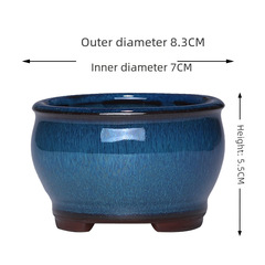 Bonsai small flower pot ceramic succulent Asparagus setaceus porous green plant desktop indoor breathable pot seedling pot household flowers